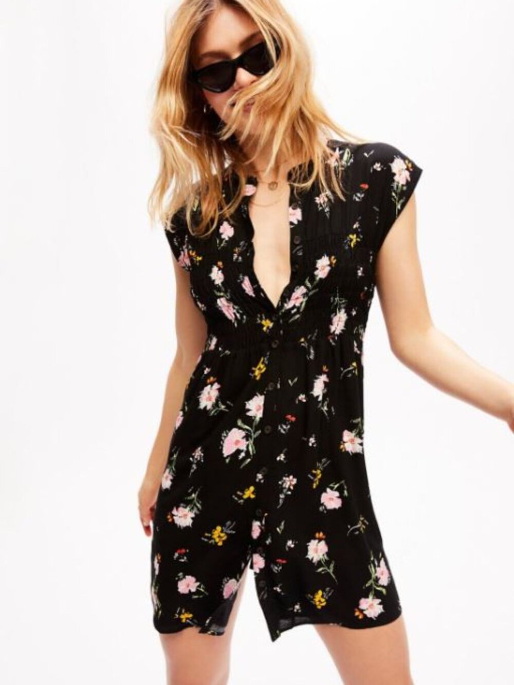 Free People Greatest Day Smocked Shirtdress Small